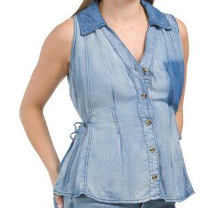 NEW JACQUIE THE LABEL Sleeveless Washed Denim Top lyocell 264mn